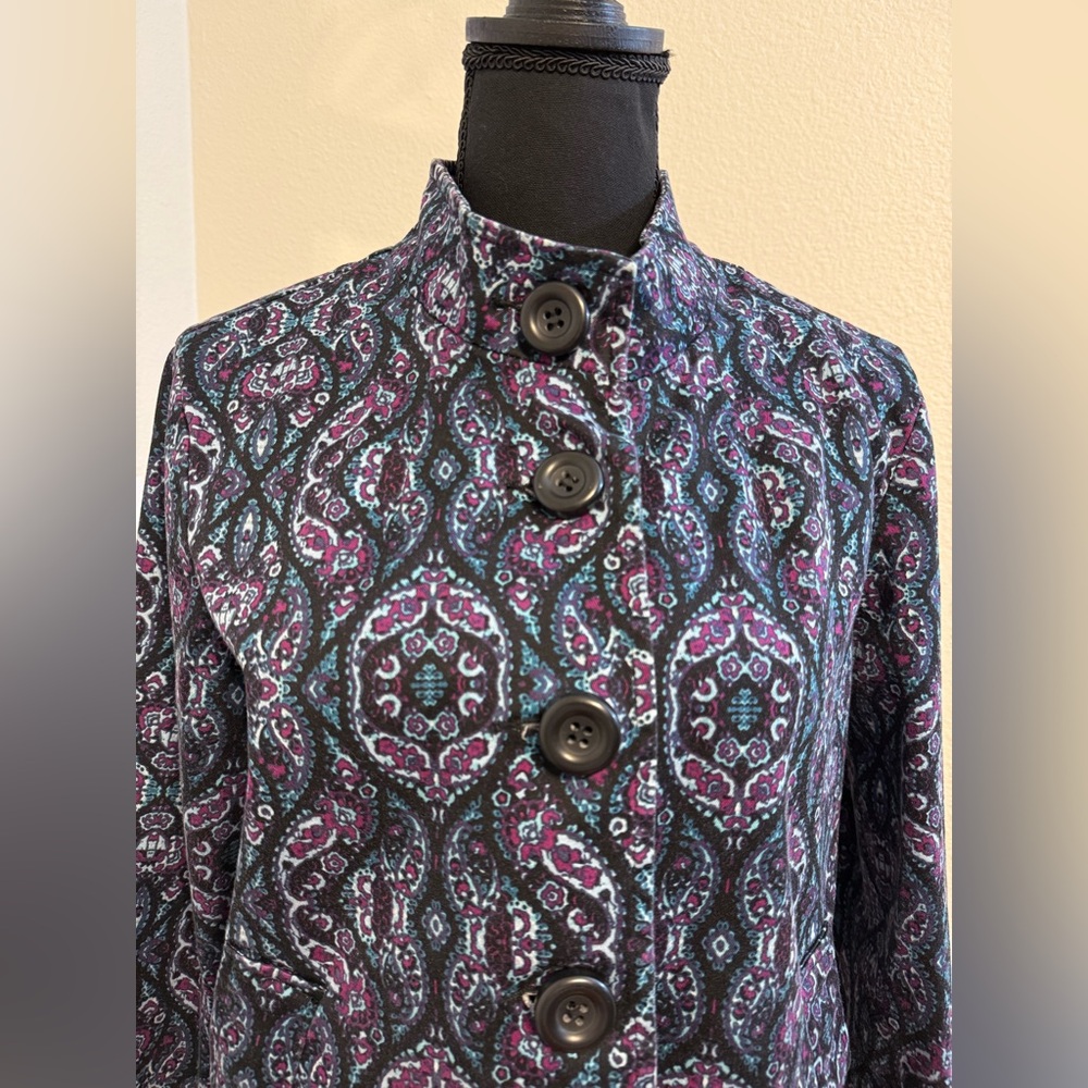 Charter Club Women’s Jacket Coat Multicolor Paisley Button-Up Size M - Picture 2 of 5